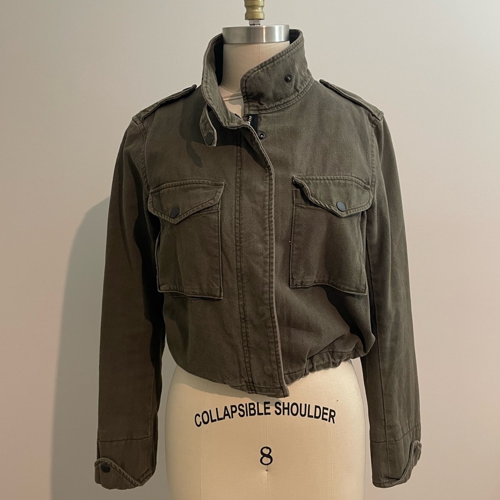 Cropped army rag and bone bomber jacket